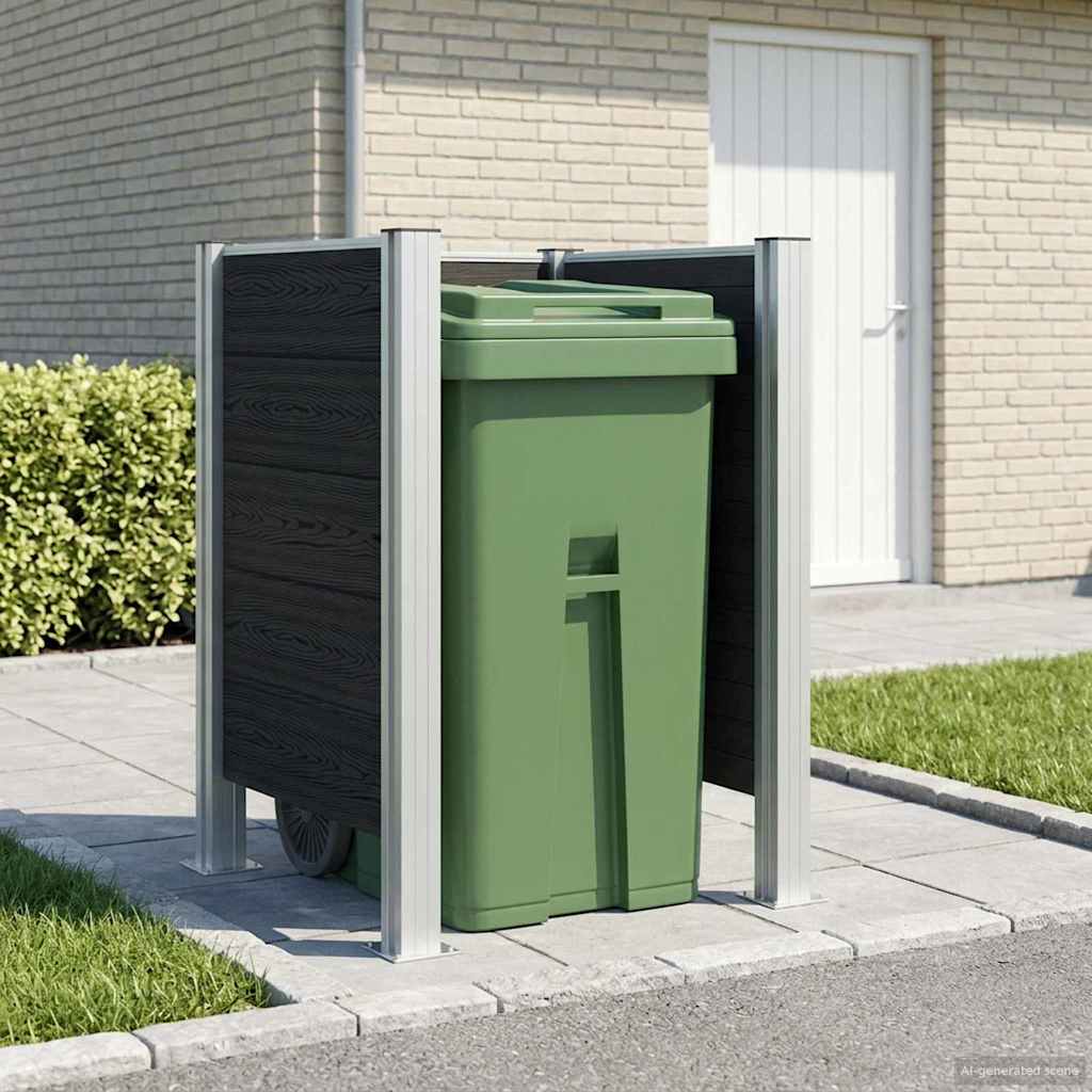 Afvalbak Schutting Grijs 85 x 85 x 115 cm Aluminium en WPC is nu te koop bij PeponiXL, paradijselijk wonen!