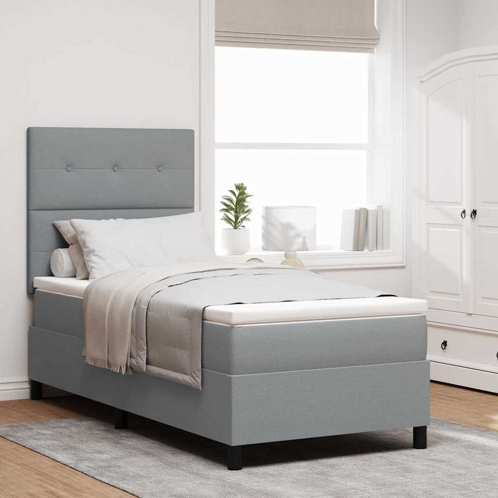 Boxspringbed met matras Lichtgrijs 80 x 200 cm Stof is nu te koop bij PeponiXL, paradijselijk wonen!
