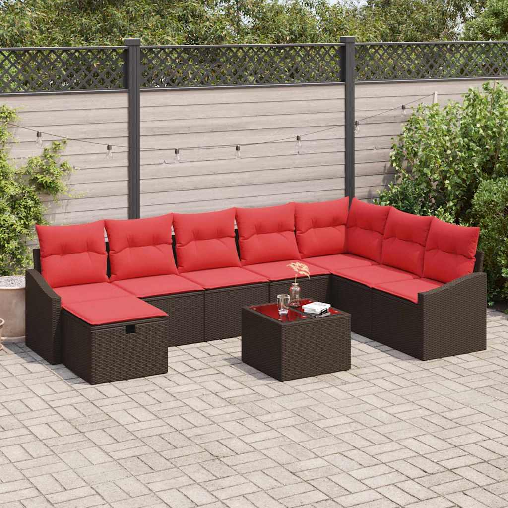 Tuin Sofa Set 9 st poly rattan is nu te koop bij PeponiXL, paradijselijk wonen!