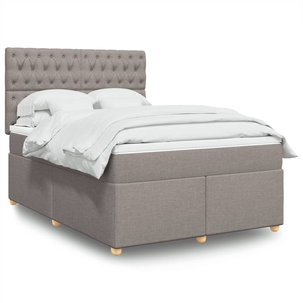 Boxspring met matras stof taupe 160x200 cm is nu te koop bij PeponiXL, paradijselijk wonen!