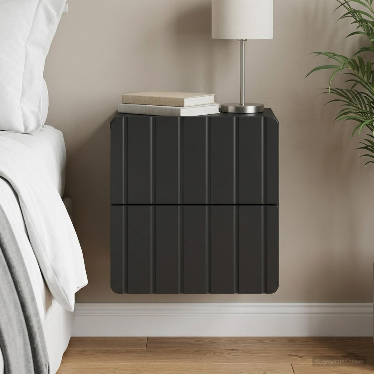 Wandbeugel Bedkast Zwart 33 x 34,5 x 43 cm Bewerkt hout is nu te koop bij PeponiXL, paradijselijk wonen!