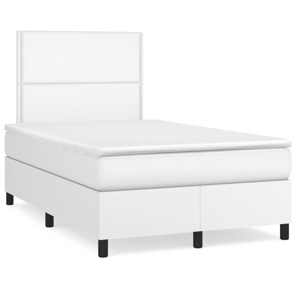 Boxspring met matras en LED kunstleer wit 120x190 cm is nu te koop bij PeponiXL, paradijselijk wonen!