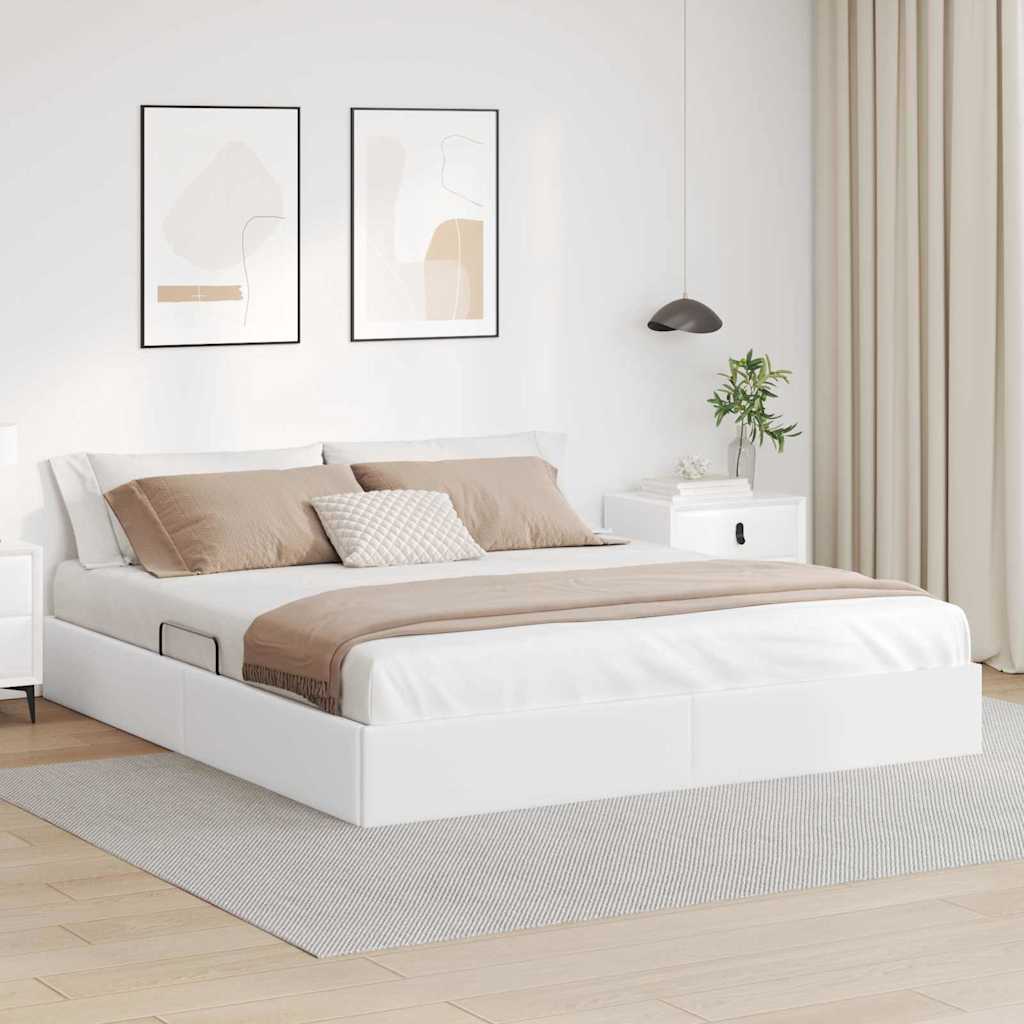 Opslag bed met opslag Puur Wit 193 x 203 cm Kunstleer is nu te koop bij PeponiXL, paradijselijk wonen!
