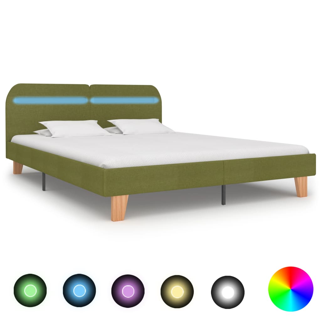 Bedframe met LED stof groen 160x200 cm is nu te koop bij PeponiXL, paradijselijk wonen!