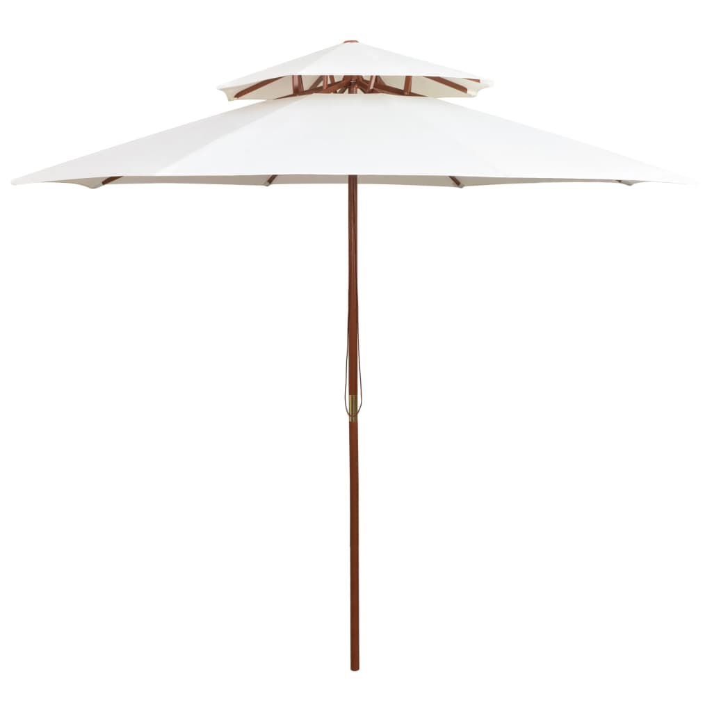 Dubbeldekker parasol 270x270 cm houten paal crèmewit is nu te koop bij PeponiXL, paradijselijk wonen!