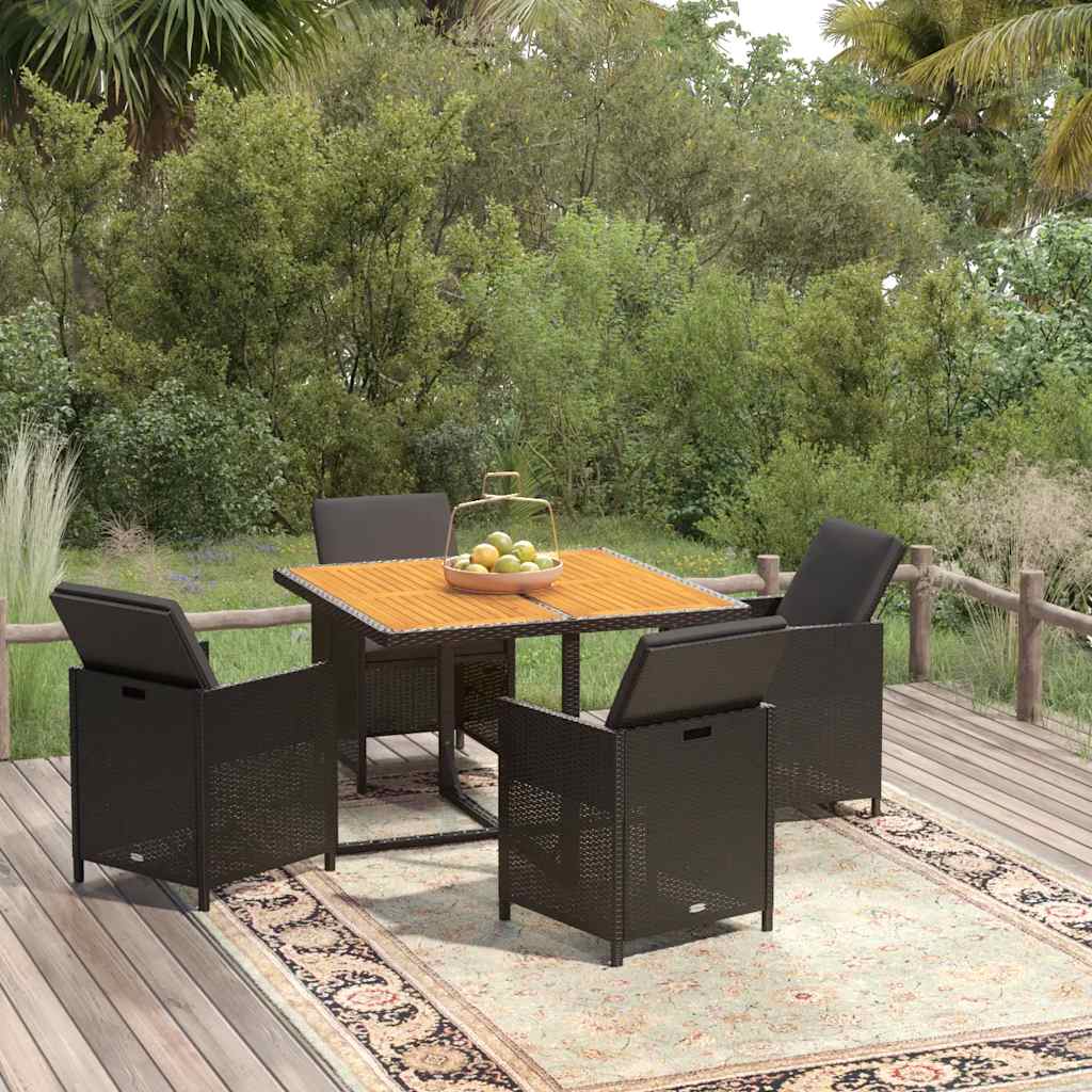 5-delige Tuinset met kussens poly rattan zwart is nu te koop bij PeponiXL, paradijselijk wonen!