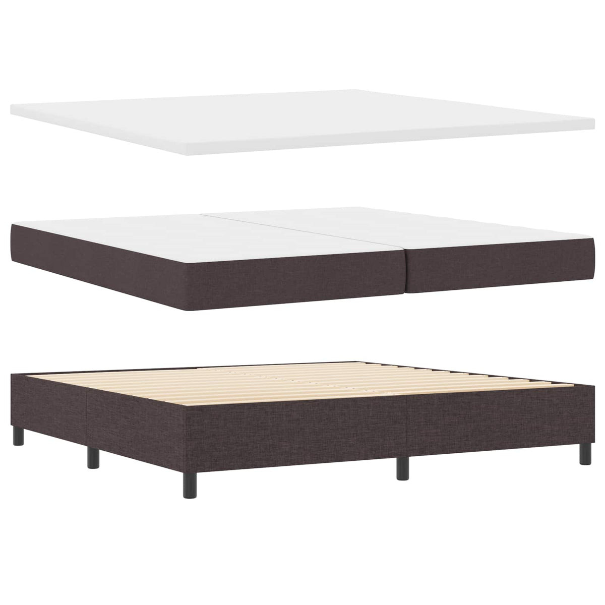 Boxspring bed met matras met LED Donkerbruin 200 x 200 cm Stof is nu te koop bij PeponiXL, paradijselijk wonen!