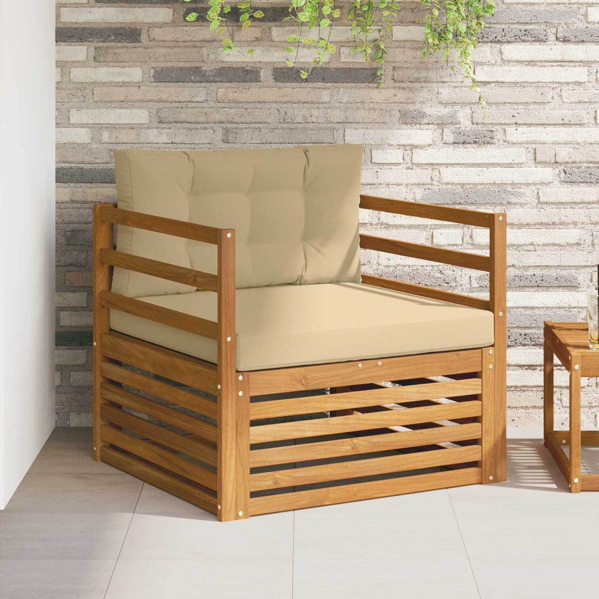 Tuinbank Massief Acaciahout en Polyester Natuurlijk en Beige is nu te koop bij PeponiXL, paradijselijk wonen!