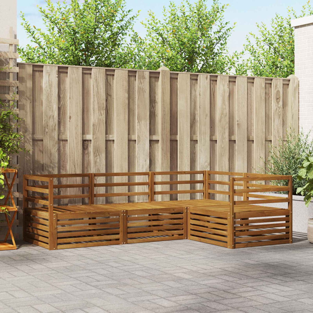 Buiten bankenset 4 pcs Naturel Massief Acaciahout is nu te koop bij PeponiXL, paradijselijk wonen!
