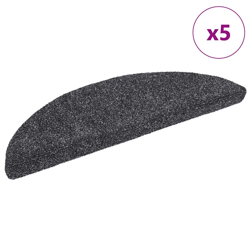 Trapmatten Zelfklevend 5 stuks 56x17x3 cm Donkergrijs Halfrond is nu te koop bij PeponiXL, paradijselijk wonen!