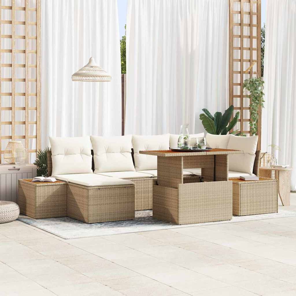 Tuinbankenset 7 pcs Beige en Crème is nu te koop bij PeponiXL, paradijselijk wonen!