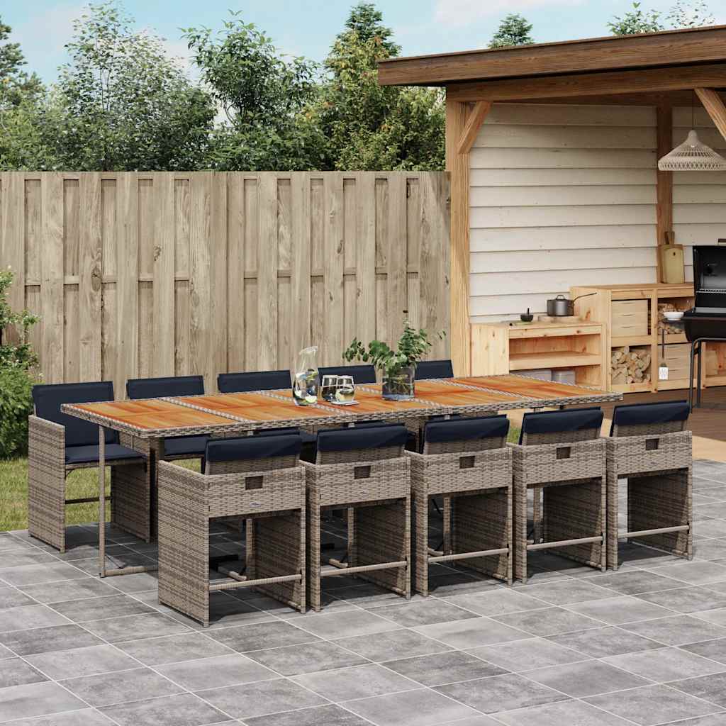 11-delige tuinset met kussens, grijs polyrotan is nu te koop bij PeponiXL, paradijselijk wonen!