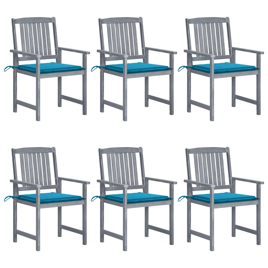 Tuinstoelen 6 st met kussens massief acaciahout grijs is nu te koop bij PeponiXL, paradijselijk wonen!