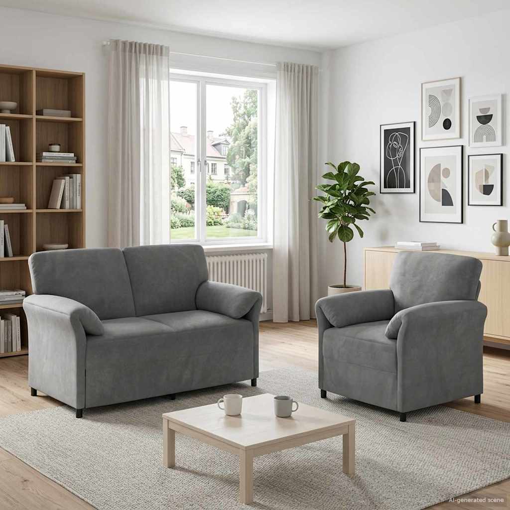 Bankstel 2 st Donkergrijs Fluweel is nu te koop bij PeponiXL, paradijselijk wonen!