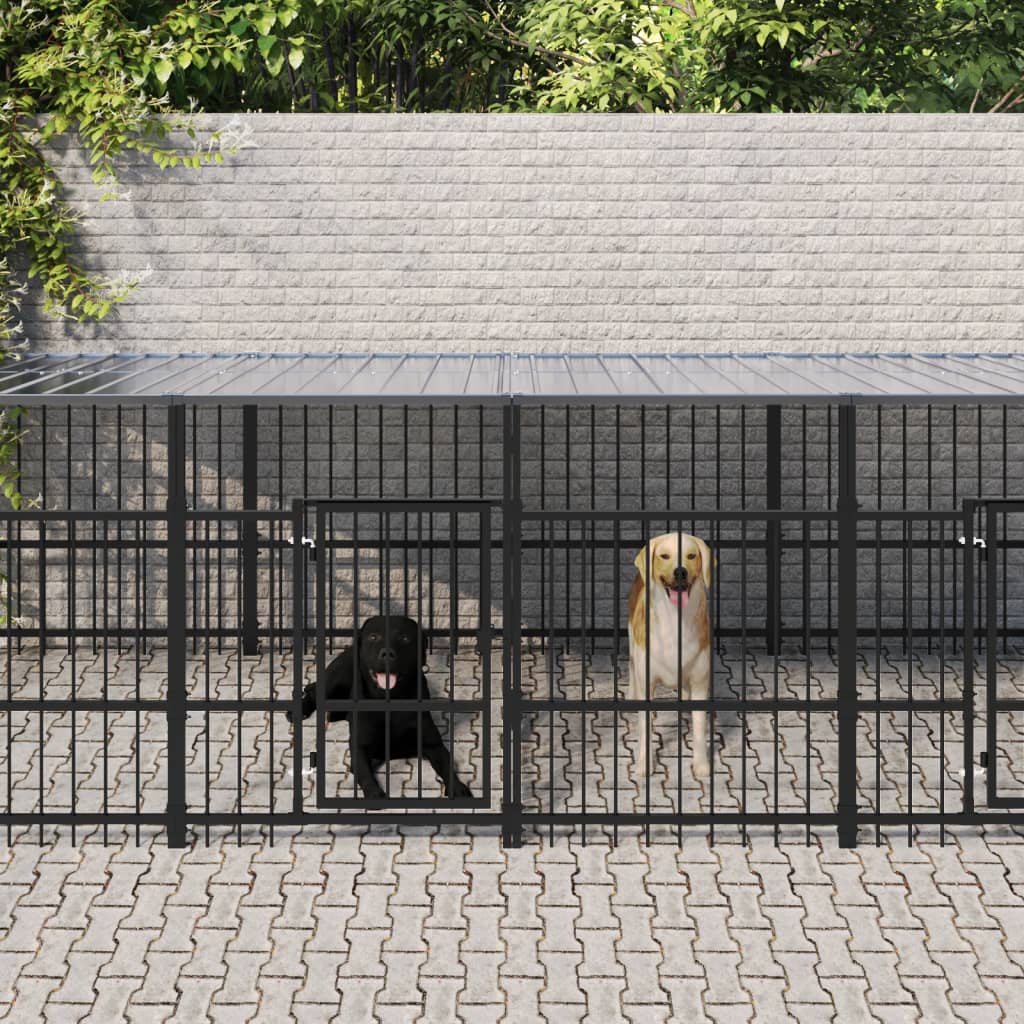 Hondenkennel met dak 18,77 m² staal is nu te koop bij PeponiXL, paradijselijk wonen!