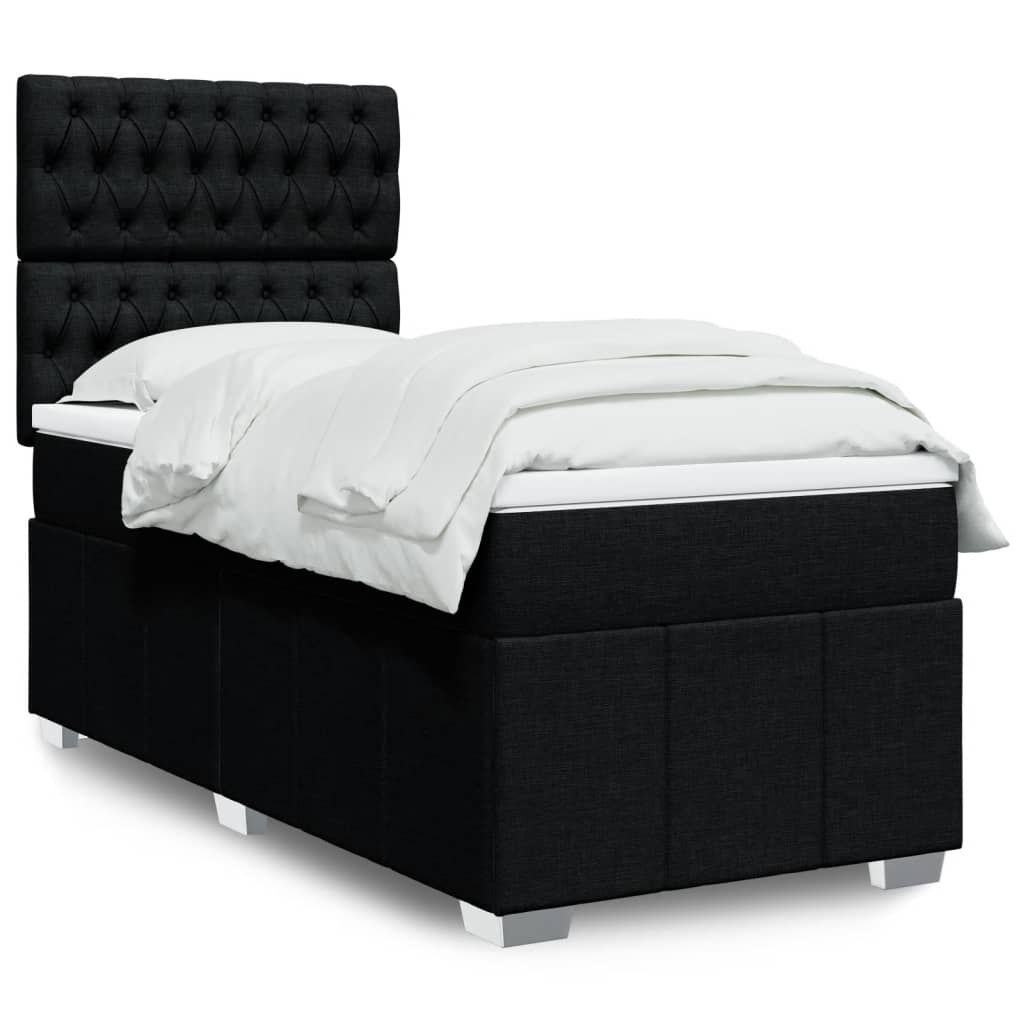 Boxspring met matras stof zwart 90x190 cm is nu te koop bij PeponiXL, paradijselijk wonen!