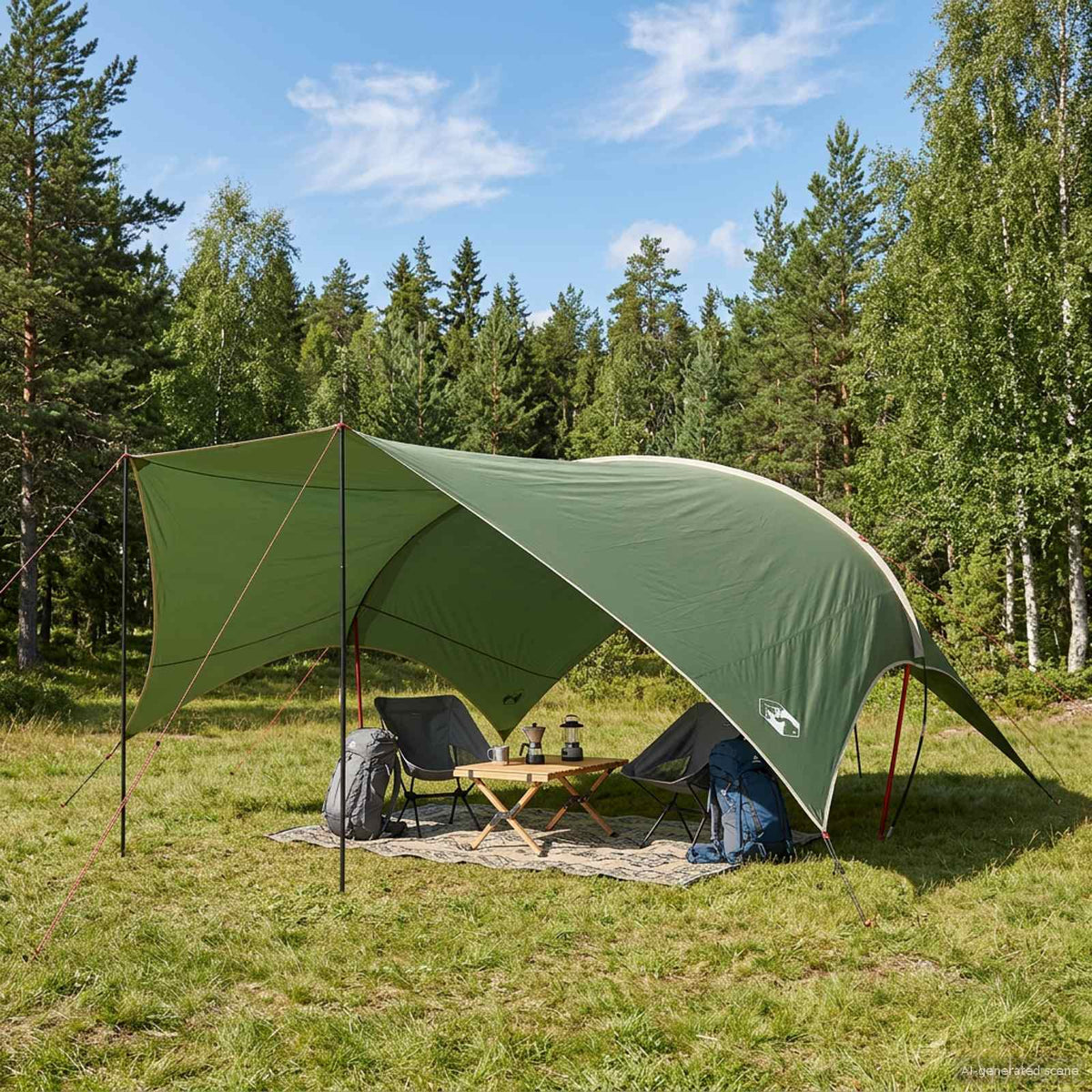 Camping Tarp Waterbestendig Groen 690 x 580 x 255 cm is nu te koop bij PeponiXL, paradijselijk wonen!