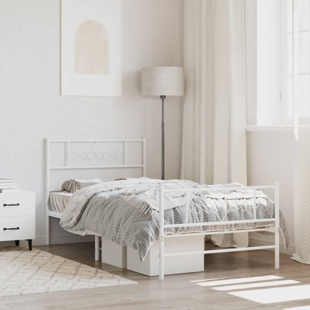 Bedframe met hoofd- en voeteneinde metaal wit 107x203 cm is nu te koop bij PeponiXL, paradijselijk wonen!
