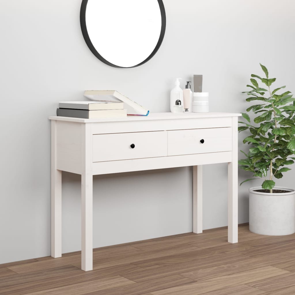 Wandtafel 100x35x75 cm massief grenenhout wit is nu te koop bij PeponiXL, paradijselijk wonen!