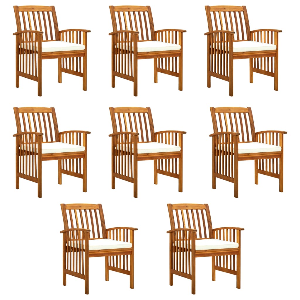 Tuinstoelen 8 stuks met kussens, massief acaciahout is nu te koop bij PeponiXL, paradijselijk wonen!