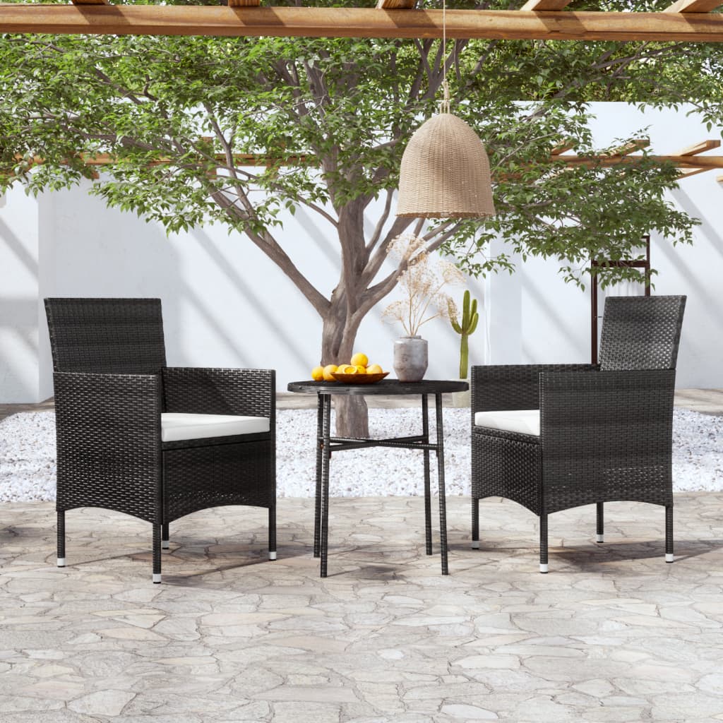 3-delige Tuinset poly rattan zwart is nu te koop bij PeponiXL, paradijselijk wonen!