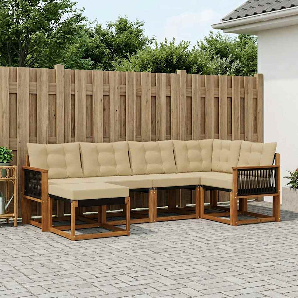 Buiten bankenset met kussen 6 pcs Natuurlijk en Beige is nu te koop bij PeponiXL, paradijselijk wonen!