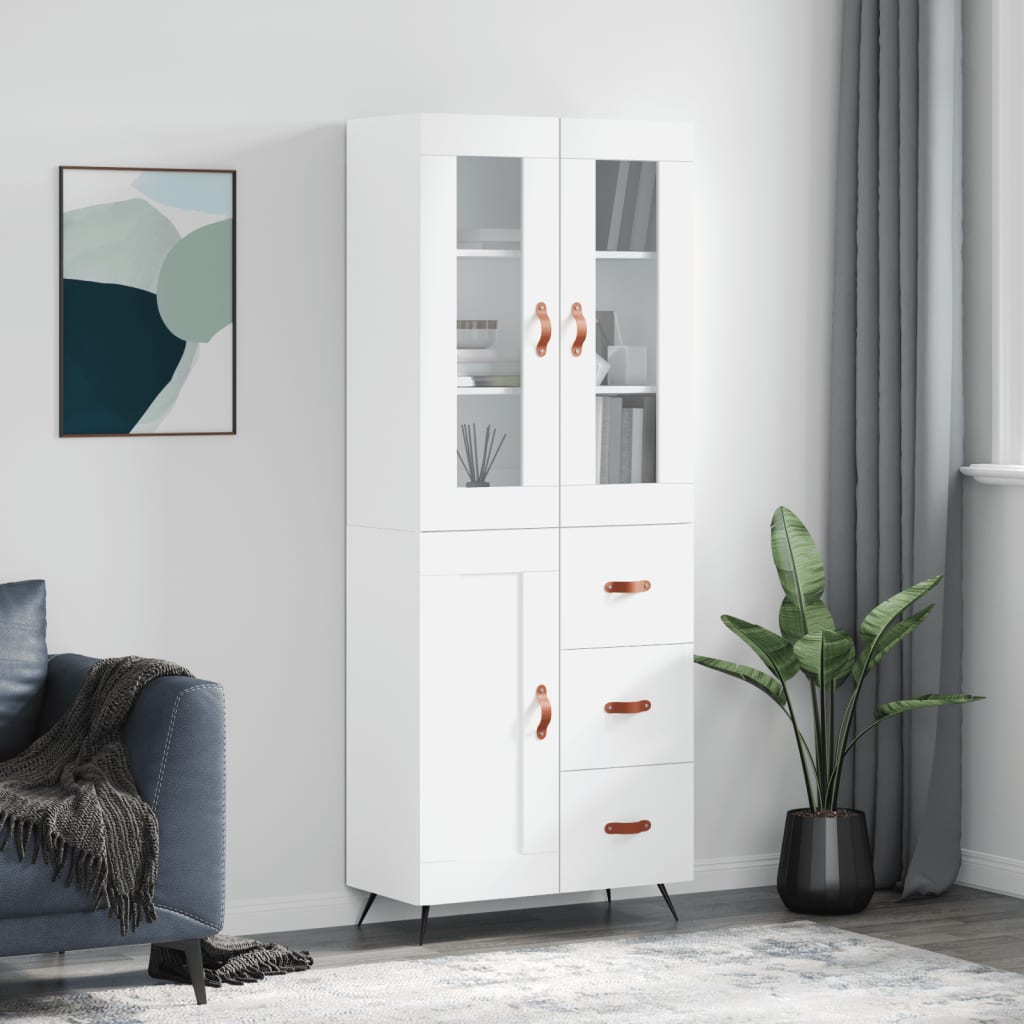 Hoge kast 69,5x34x180 cm bewerkt hout wit is nu te koop bij PeponiXL, paradijselijk wonen!