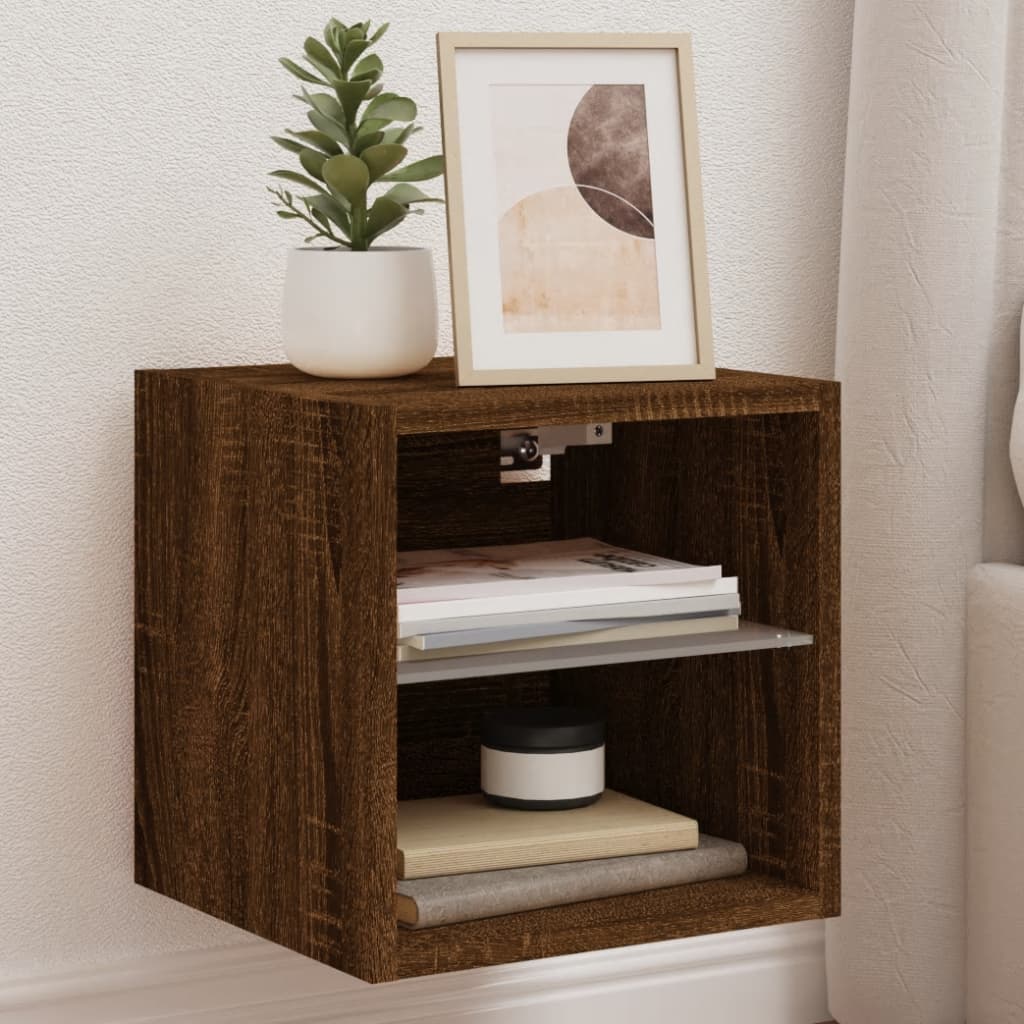 Tv-wandmeubels met LED 2 st 30x28,5x30 cm bruin eikenkleur is nu te koop bij PeponiXL, paradijselijk wonen!