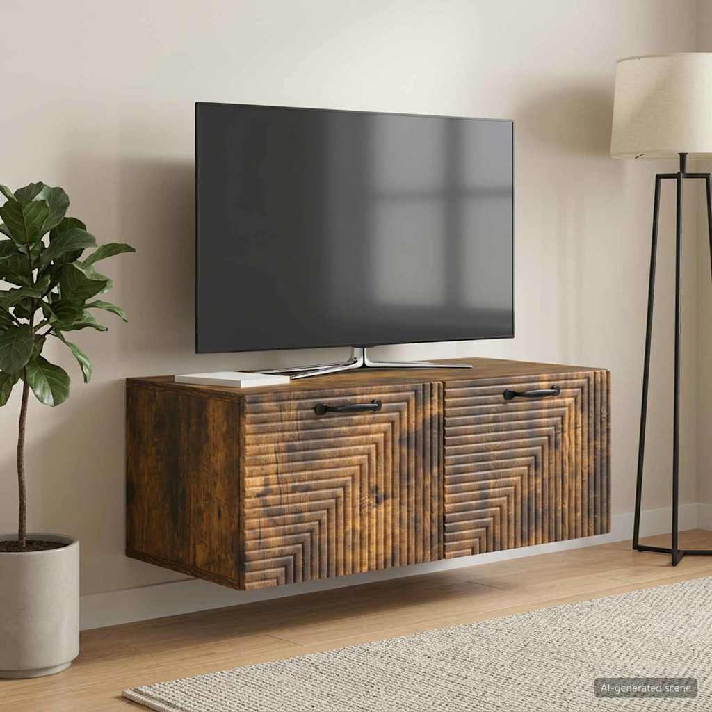 Wandbeugel TV-kast Gerookt eiken 78,5 x 41 x 30 cm Bewerkt hout is nu te koop bij PeponiXL, paradijselijk wonen!