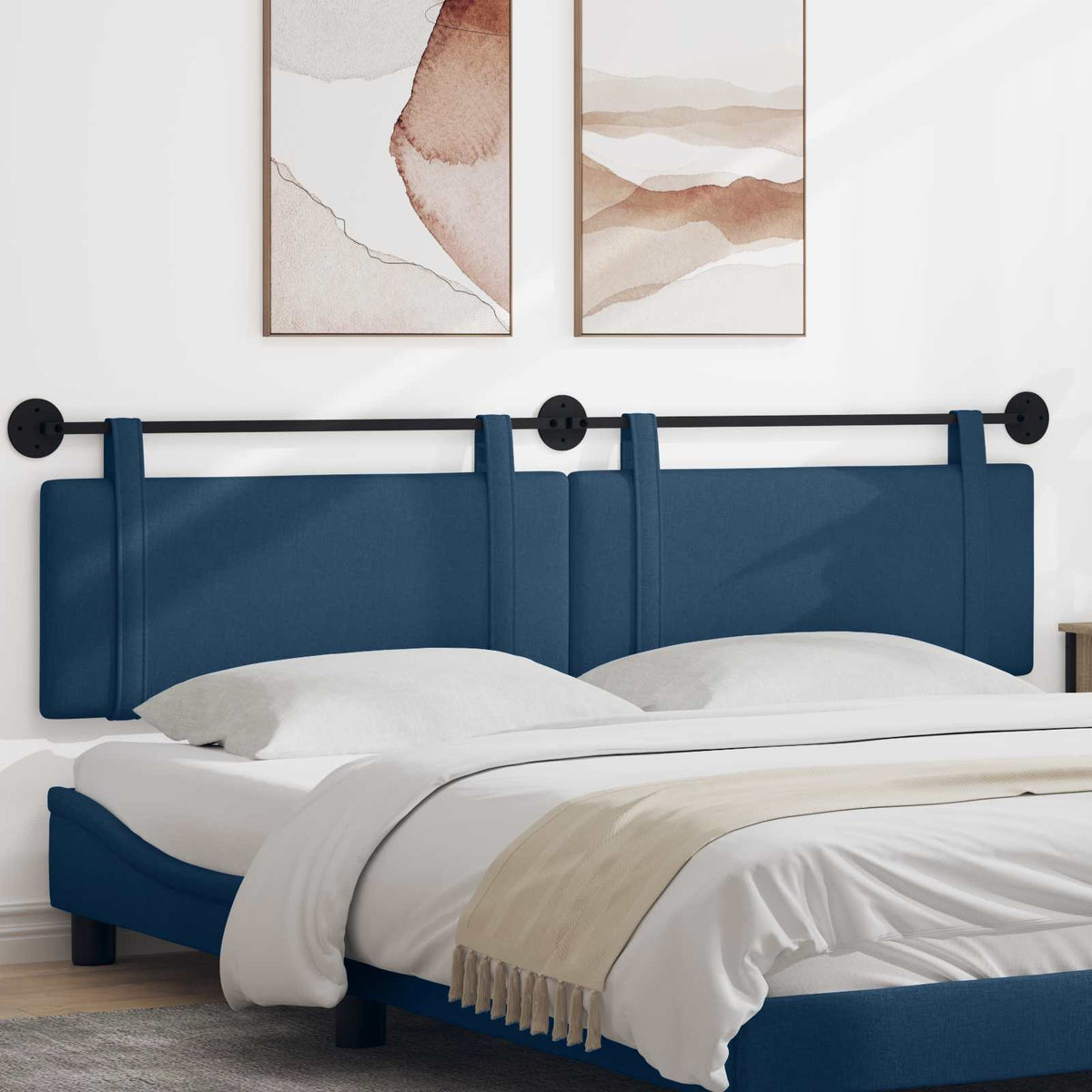 Hangend hoofdbord Blauw Stof is nu te koop bij PeponiXL, paradijselijk wonen!