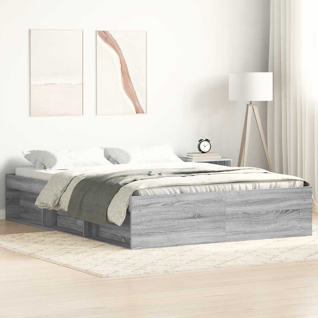 Bedframe grijs sonoma eikenkleurig 135x190 cm Double is nu te koop bij PeponiXL, paradijselijk wonen!