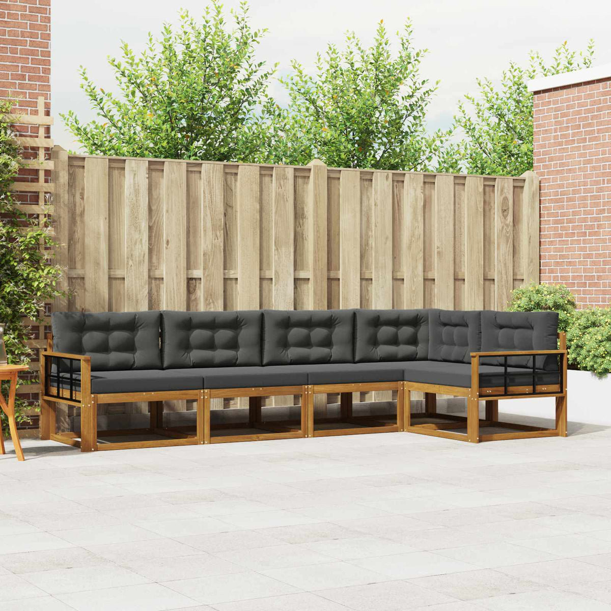 Buiten bankenset met kussen 5 pcs Natuurlijk en Antraciet is nu te koop bij PeponiXL, paradijselijk wonen!