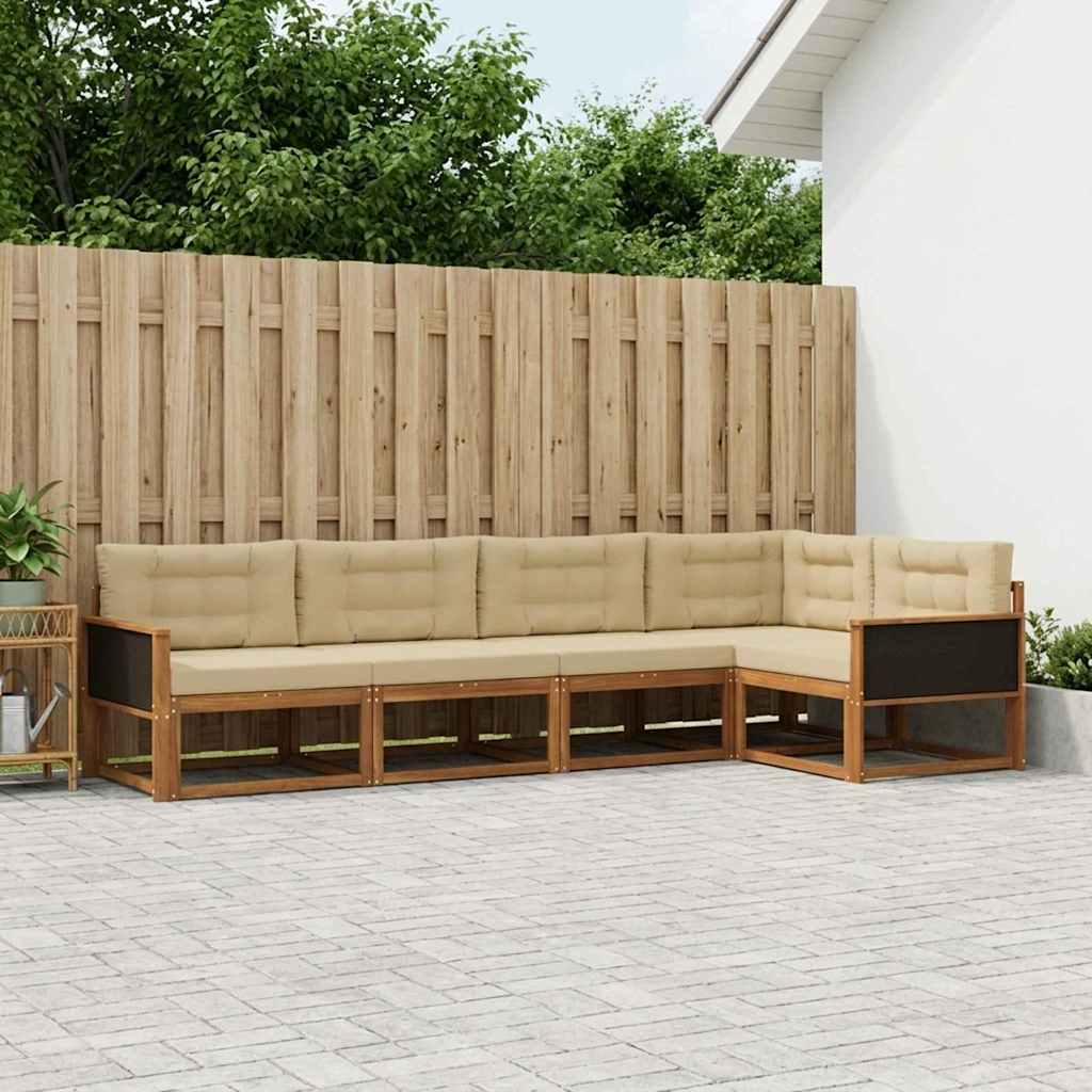 Buiten bankenset met kussen 5 pcs Natuurlijk en Beige is nu te koop bij PeponiXL, paradijselijk wonen!