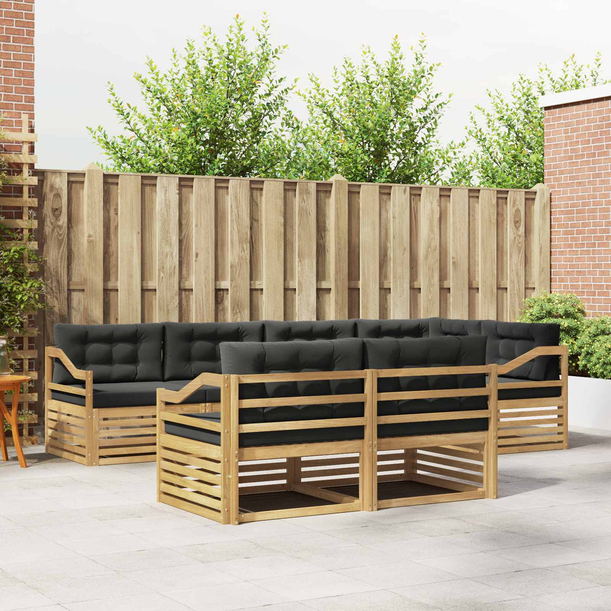 Buiten bankenset 7 pcs Wit en antracietkleurig Polyester is nu te koop bij PeponiXL, paradijselijk wonen!