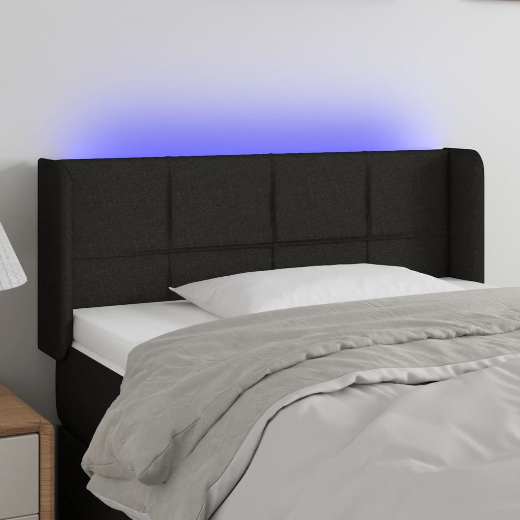 Hoofdbord LED 83x16x78/88 cm stof zwart is nu te koop bij PeponiXL, paradijselijk wonen!