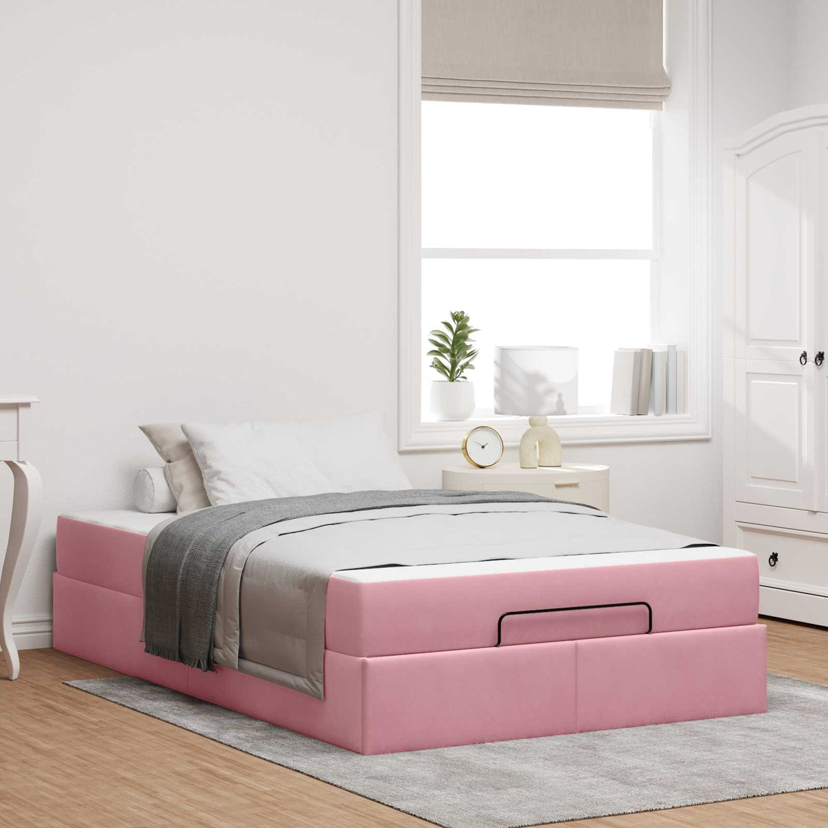Bedframe met matras 2 pcs Roze Fluweel is nu te koop bij PeponiXL, paradijselijk wonen!