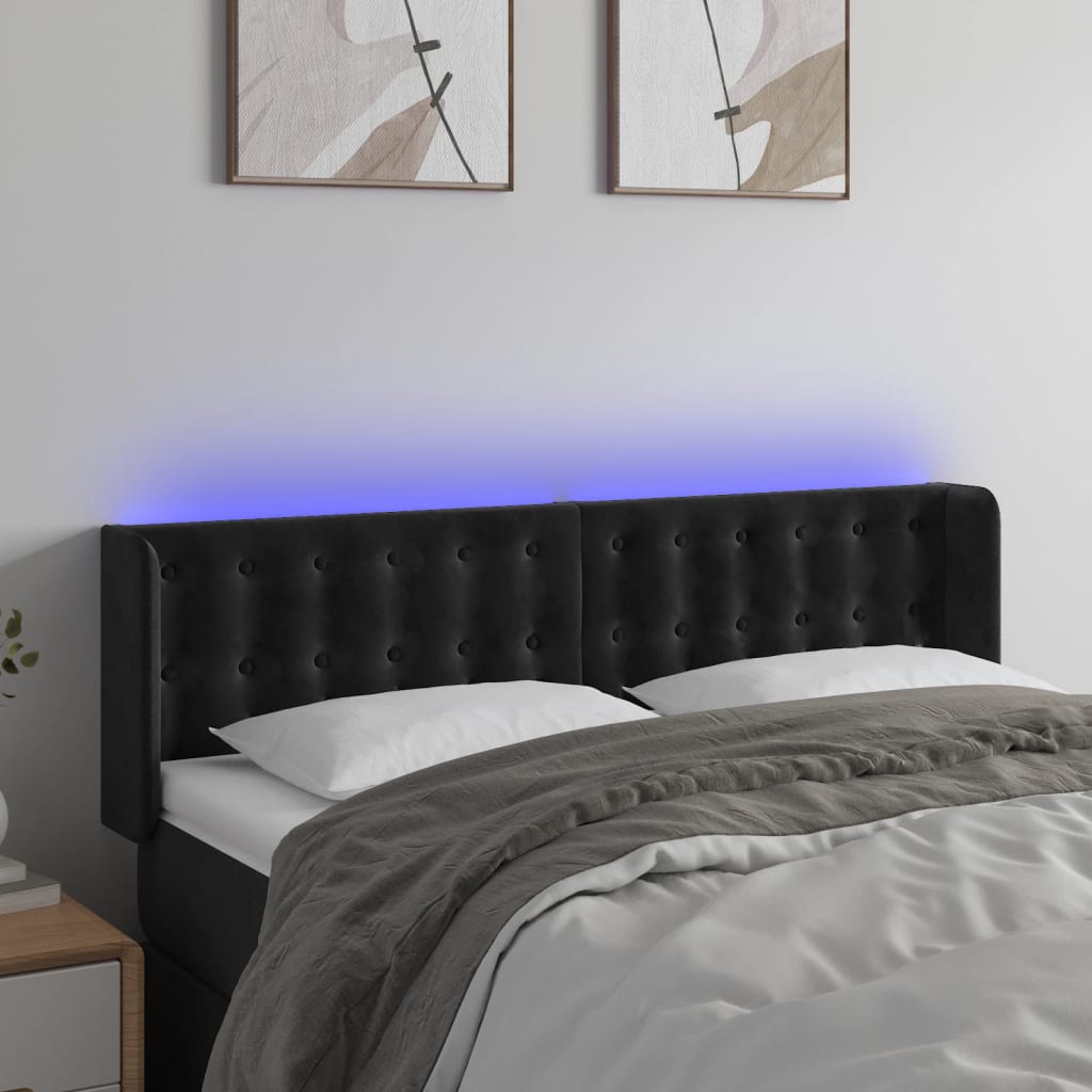 Hoofdbord LED 147x16x78/88 cm fluweel zwart is nu te koop bij PeponiXL, paradijselijk wonen!