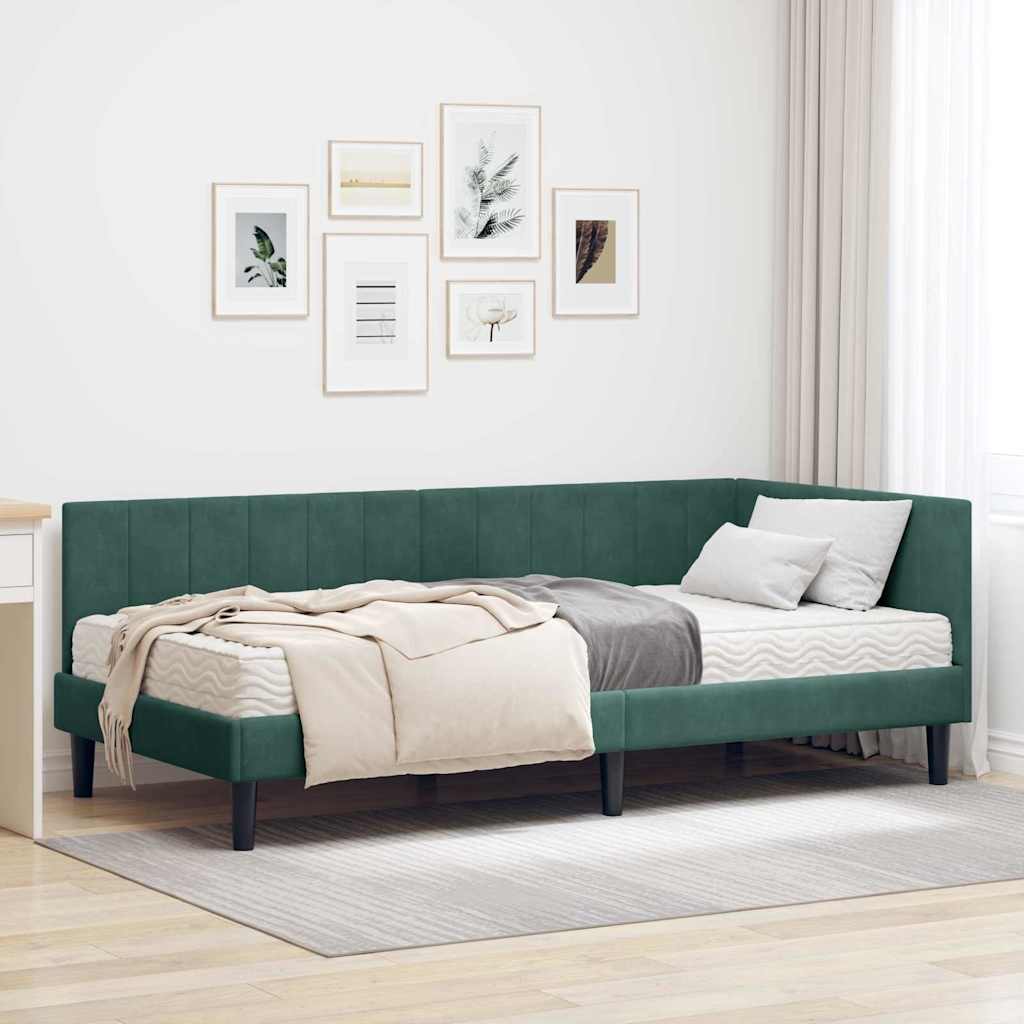 Hoekbedframe met Matras met hoofdeinde 2 pcs Groen Fluweel is nu te koop bij PeponiXL, paradijselijk wonen!