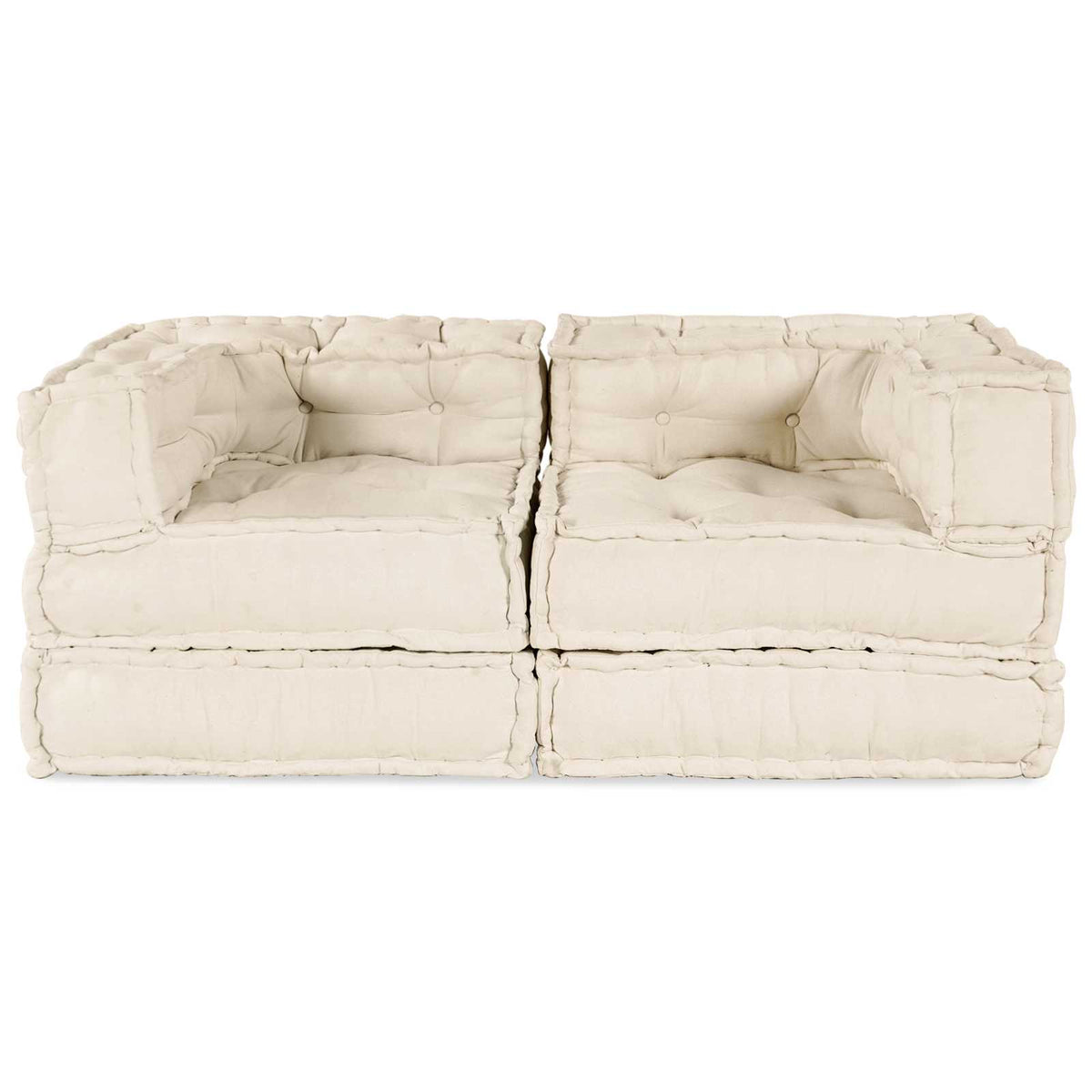 Modulair Sofabet 2 pcs Crèmekleurig 140 x 70 x 56 cm Stof is nu te koop bij PeponiXL, paradijselijk wonen!