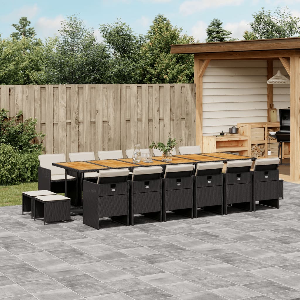 17-delige Tuinset met kussens poly rattan zwart is nu te koop bij PeponiXL, paradijselijk wonen!