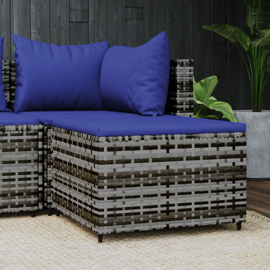 Voetensteun met kussen poly rattan grijs is nu te koop bij PeponiXL, paradijselijk wonen!