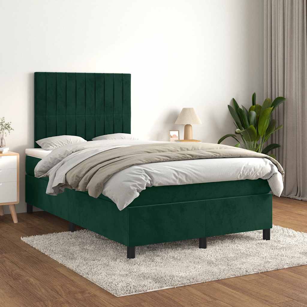 Boxspring met matras fluweel donkergroen 120x200 cm is nu te koop bij PeponiXL, paradijselijk wonen!
