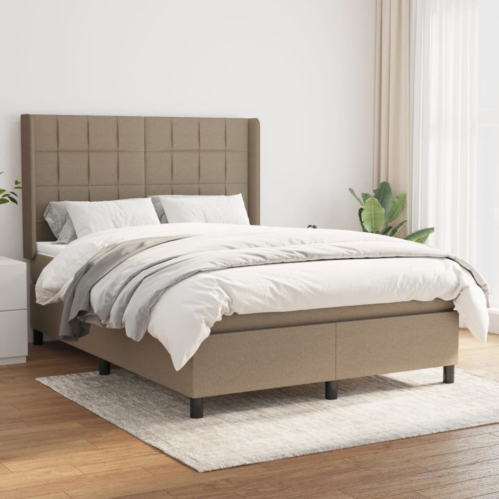 Boxspring met matras stof taupe 140x200 cm is nu te koop bij PeponiXL, paradijselijk wonen!