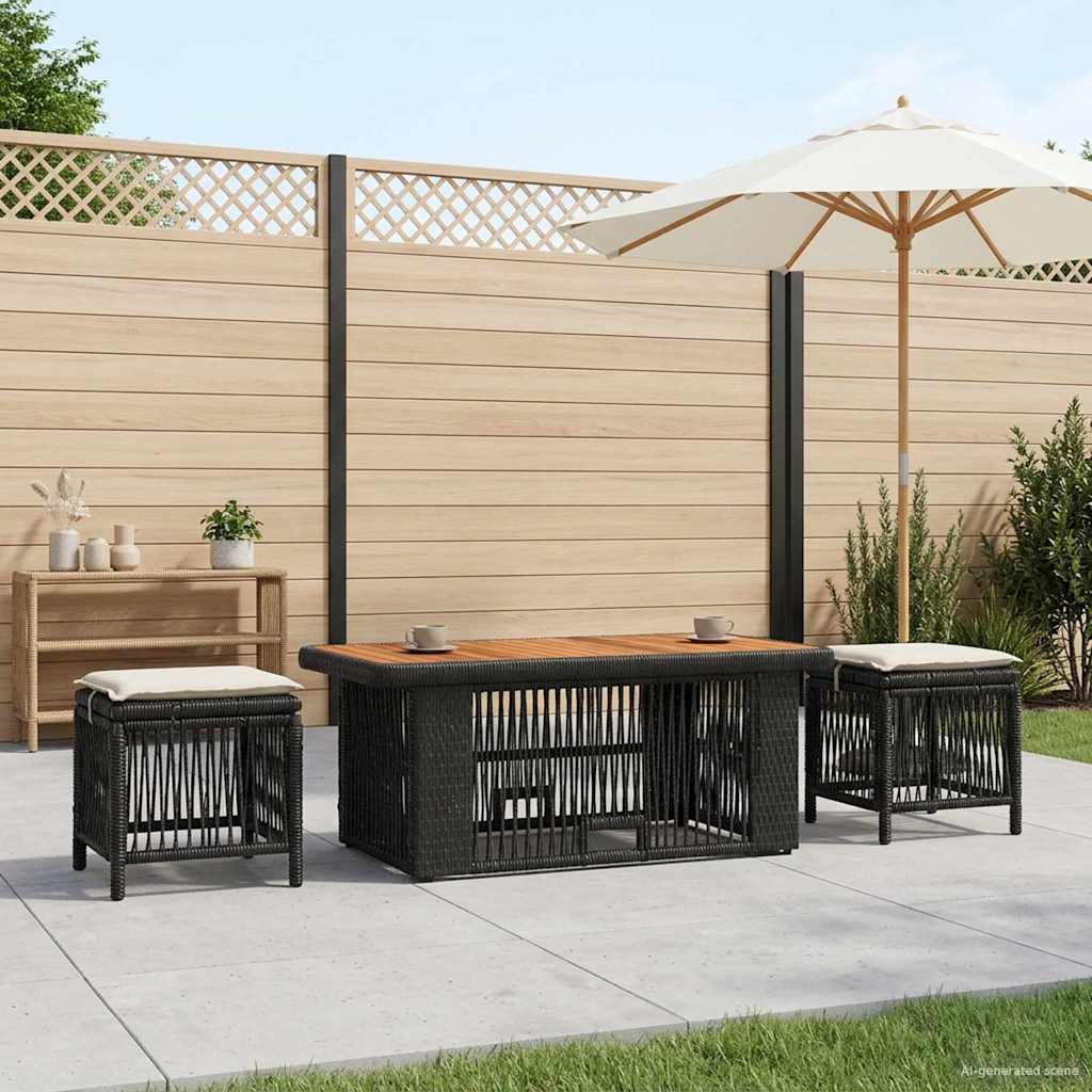 Tuin eettafelset met kussen 4 pcs Zwart en Crème poly rattan is nu te koop bij PeponiXL, paradijselijk wonen!