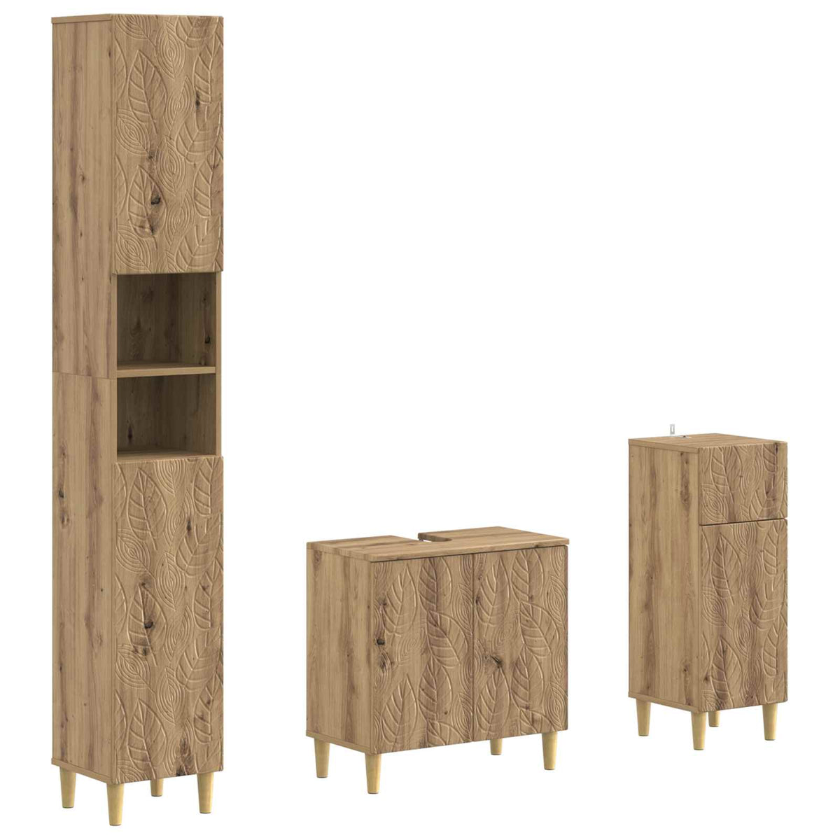 3-delige badkamerkast set DELFT Bewerkt hout is nu te koop bij PeponiXL, paradijselijk wonen!