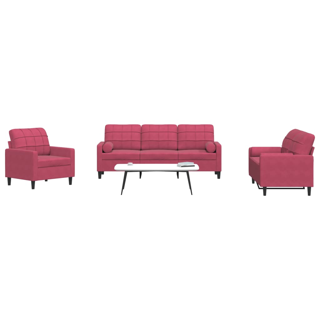 4-delige Loungeset met kussens en bolsters fluweel wijnrood is nu te koop bij PeponiXL, paradijselijk wonen!