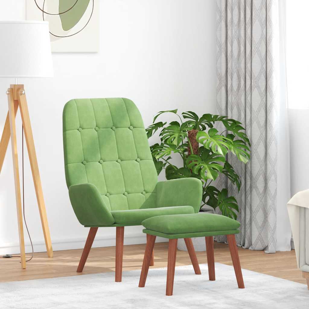 Relaxstoel met voetenbank fluweel lichtgroen is nu te koop bij PeponiXL, paradijselijk wonen!