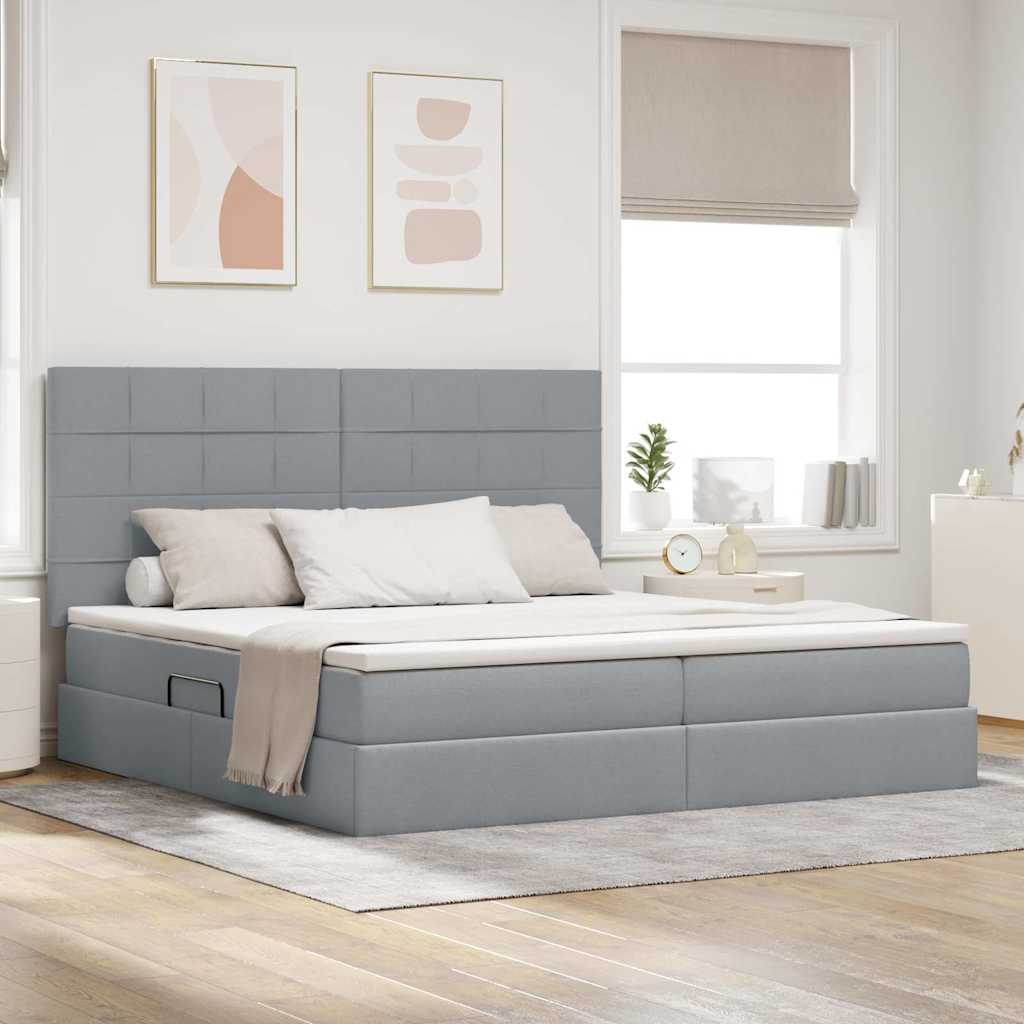 Opslag bed met matras Lichtgrijs 200 x 200 cm Polyester is nu te koop bij PeponiXL, paradijselijk wonen!