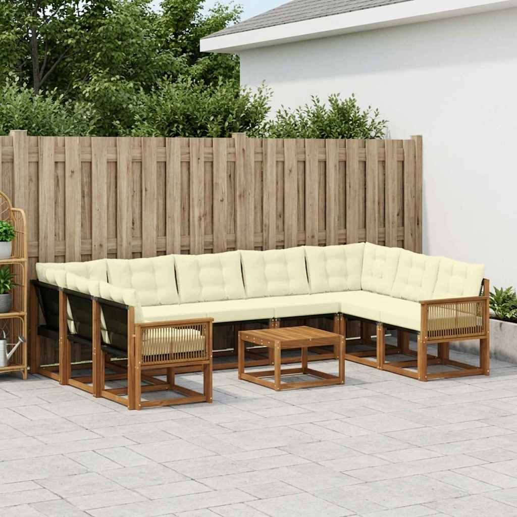 Buiten bankenset met kussen 10 pcs Natuurlijk en Crème is nu te koop bij PeponiXL, paradijselijk wonen!