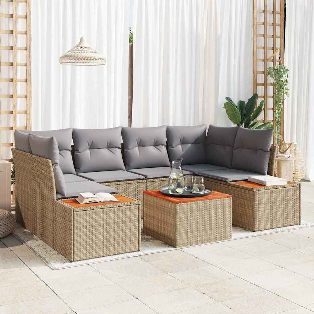 Tuin Sofa Set met kussen met opslag 6 pcs Beige Poly riet is nu te koop bij PeponiXL, paradijselijk wonen!